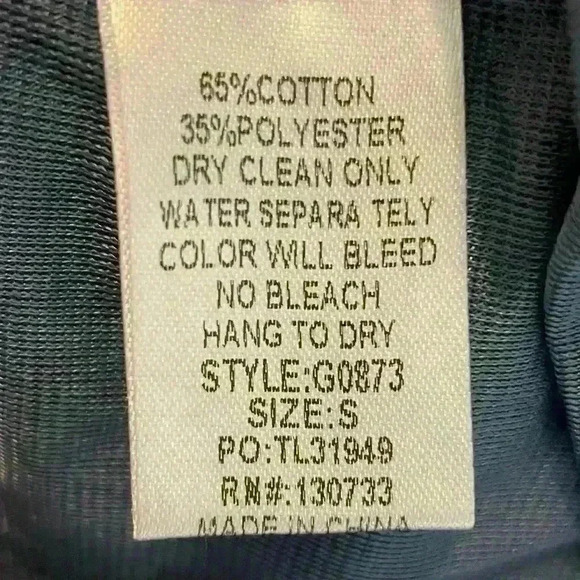 Embroidered Slate Gray Dress Size Small Cotton Polyester Blend - Picture 7 of 7